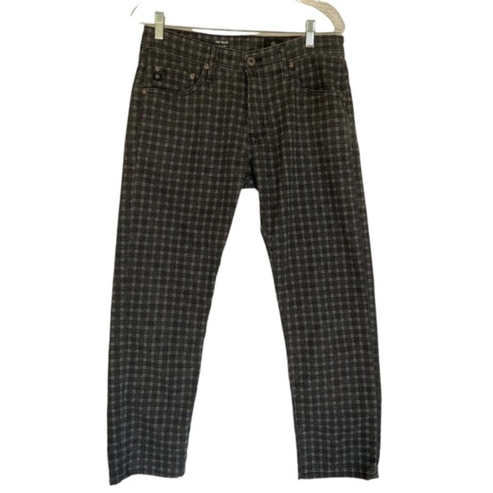 AG Adriano Goldschmied The Tellis Modern Slim Pants Men's Gray Plaid‎ 31X26